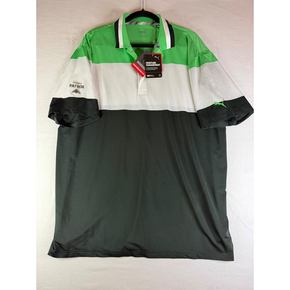 Puma Mens Tequila Patron Golf Polo Shirt Green White Black DryCell 577892-05 3XL